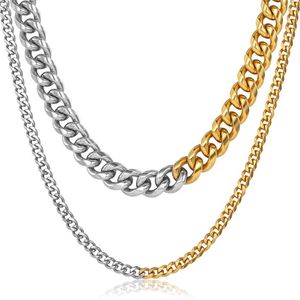 Miami hiphop 3 9mm rostfritt stål kubansk trottoarkant kedja guld silver färg choker halsband för män kvinnor trend smycken dnm37q0115296m