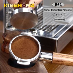 Coffeeware 58MM Coffee Bottomless Portafilter Espresso Filter Basket Replacement For Expobar Rocket GEMILAI E61 Barista Machine Accessories