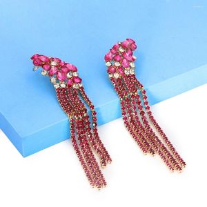 Dangle Earrings Arrivals Pink Crystal For Women Luxury Rhinestone Tassels Fashion Dinner Party Jewelry Accessories