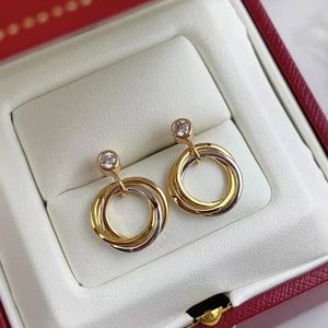 Ear Cuff High quality luxury brand single diamond three ring earrings 925 silver plated gold temperament women s fashion jewelry 231130
