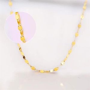 Yunli Real 18K Gold Jewelry Naszyjnik Prosty projekt łańcucha płytek Pure AU750 wisiorek dla kobiet drobny prezent 220722279J