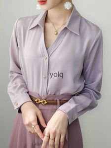 Kvinnors blusar skjortor damer lila på långärmad mode kvinnor 2023 eleganta kvinnliga casual toppar blusas jeryolq