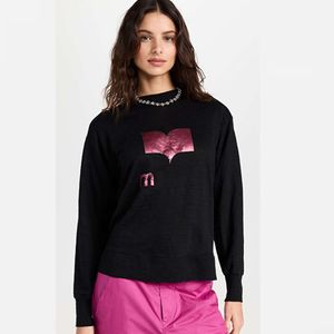 24ss Isabel Marant Women Designer Pullover T shirt New Fashion Letter Hot Gold Tee Loose Bamboo Joint Cotton Round Neck Versatile Long Sleeved Trend Polos T-shirt Tops