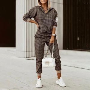 Women's Two Piece Pants 2023 Autumn Cotton Suits Print V-neck Long Sleeve Top Loose Female Trendy ELegant Casual Ladies Clothes