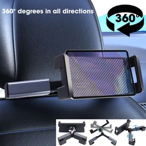 Upgrade Car Headrest Tablet Phone Holder 360° Rotation Seat Back Hanger Mount Stand Rear Seat Cradle Hidden Clips Bracket for Iphone 14