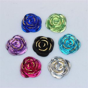 100pcs 20mm 장미 꽃 모양 아크릴리노리어 크리스탈 플랫 백 구슬 보석 공예 장식 DIY ZZ2172160