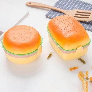 Dinnerware Sets Bento Box With Tableware Cartoon Hamburger Shape Cute Burger Design Children School Container Daily Use
