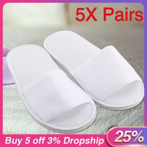 Disposable Slippers 5 Pairs Shoes Woman Spa el Guest Slippers Open Toe Towelling Disposable Terry Style Home Shoes Chaussures Femme Slippers 231129