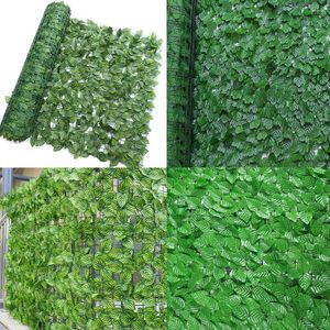 Dekorativa blommor konstgjorda murgröna häck grönt bladstaket panel 50x200 cm falsk växtplast integritet creeper hem utomhus trädgård balkong dekor