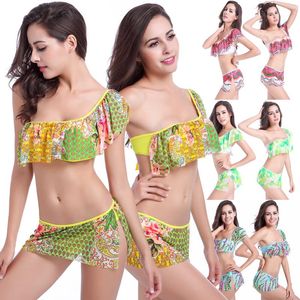 Women's Swimwear Mesh Layer Bathing Costumes Swimming Suit Women One Shoulder Flounce Crochet Sexy Young Girls Bikinis Plus Size XXL