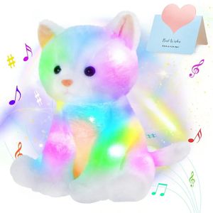 Peluche che si illumina giocattoli 30 cm Glowing LED Toy Cat Doll Musical farcito Kawaii Sleeping Throw Pillow per ragazze Ninne nanne Animali Bambini Bambini 231130