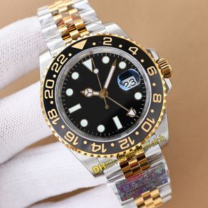 40mm lüks erkek altın saat GMT fonksiyonu 2836/3285 Mekanik Otomatik Hareket 904L Paslanmaz Çelik Kılıf Katlama Toka Safir Cam 24 Saat Spor Saatleri