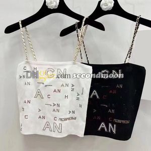 Rhinestone Letter Vest Women Sexy Sling Top Summer Quick Drying Tank Tops Luxury Knits t Shirt