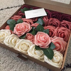 Faux Floral Greenery 10/20/30 head 8CM artificial PE foam rose bridal bouquet for wedding party decoration scrapbook DIY flower 231130