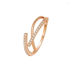 Кольца кластера с кристаллами и розовым золотом, кольцо с подсветкой, роскошные открытые стразы, одежда для указательного пальца, модный дизайн, женский подарок