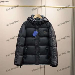 Xinxinbuy Men Designer Coat Down Jacket Metal Triangle Etikett Långärmad Kvinnor Gray Black Brown S-3XL