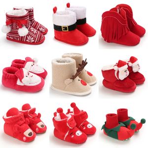 İlk Yürüyüşçüler Yıl Noel Born Bebek Ayakkabıları Erkek Kızlar Toddler Yumuşak Alt Bebek Daireleri Sıcak Kar Botları 0 18 aylar 231129
