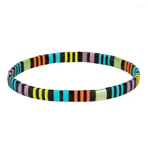 Strang KELITCH Tila Perlen Schwarze Farbe Stretch-Armband Boho Handgefertigter Armreif Charmanter Schmuck für Frauen