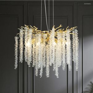 Kronleuchter ENGRAVED French Living Room Crystal Chandelier Modern Light Luxury Villa Branch Simple Atmosphere Creative Dining Bedroom