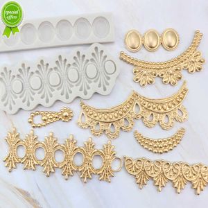 New European-style fringe fondant silicone mold gemstone pearl tassel retro lace decorative dry Pace mold