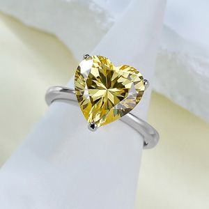 4CT Choucong Anéis de casamento exclusivos, joias finas simples 10MM * 10MM formato de coração real 100% prata esterlina 925 natural moissanite diamante feminino anel presente nunca desbota