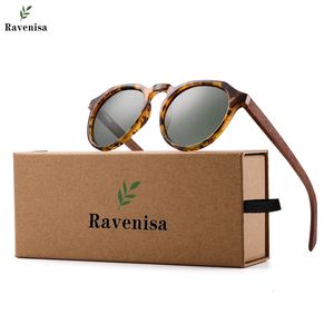 Солнцезащитные очки Ravenisa Wood, поляризационные женские и мужские винтажные круглые солнцезащитные очки, женские lunette de Soleil femme UV400 231130