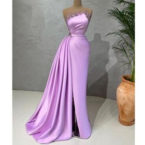 light Purple Prom Dresses Glitter Sparkle Strapless Bridal Dress Sleeves Evening Dresses Custom Made