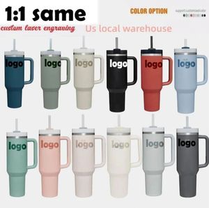 US STOCK 1:1 Made With Logo Quencher H2.0 40oz 304 Tumblers Cups with Silicone handle Lid And Straw 2nd Generation Car mugs Keep Drinking Cold Water Bottles GG1130