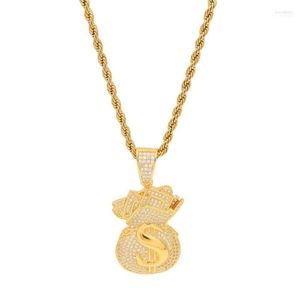 Pendant Necklaces US Dollar Money Bag High Quality Cubic Zirconia Iced Out Gold Chains For Men's Hip Hop Necklace Jewelry Gift Morr22