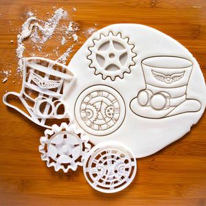 Backformen Steampunk Keksstempel Hut Uhr Zahnrad Ausstecher Set Form Kuchen Fondant Diy Küchenzubehör