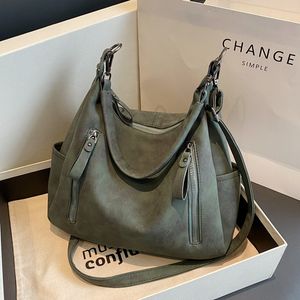 Women's Crossbody Bag Tote Shoulder Bag Hobo Bag PU Leather Daily Zipper Large Capacity Anti-Dust Solid Color Black Green Khaki