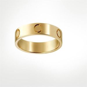 2022 4mm 5mm Titanium Steel Silver Love Ring Men and Women Rose Gold Rings for Lovers Par-Rings for Gift CT001226M