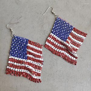 Brincos Dangledings Moda de Mesh Flag e Americana Metal Moda Independence Day 4 de julho