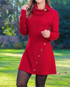 Basic Casual Dresses 2023 Autumn/Winter New Button Sexy Wrap Hip Dress Long Sle DressL231130