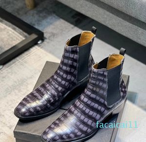 Mens Ankle Boots Designer Sneakeskin Buckle Chunky Bottom Martin Boots Mane Brand Business Classic Platform Slip On Dress