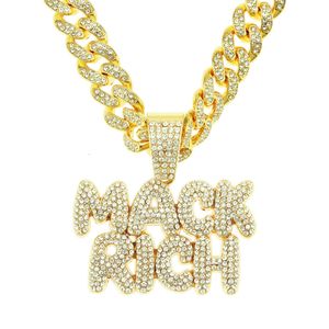 Splicing Full Diamond Letter Pendant Men's And Women's Necklace Hip Hop Rap Accessories Cuban Chain