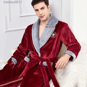 Men's Robes Plus Size 3XL Flannel Men Robe Sleepwear Winter Warm Kimono Bathrobe Gown Thick Coral Fleece Couple Nightwear Home Clothes L231130