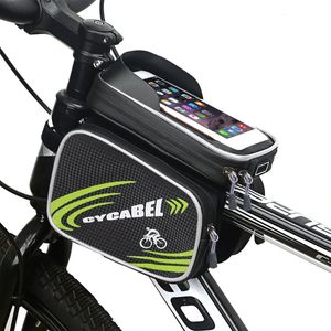 Велосипедные сумки 7-дюймовая сумка для передней рамы телефона с сенсорным экраном Водонепроницаемая жесткая оболочка для велосипеда Сумки для хранения трубок Органайзер Аксессуары для велосипеда 231130
