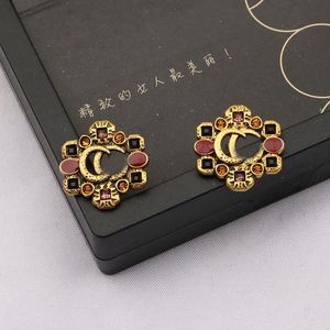 Fashion Small 18K Gold Plated Letters Stud 925 Silver Luxury Brand Designers Geometric Famous Women Round Crystal Rhinestone Pearl Earring Wedding Party