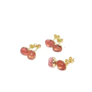 Stud Earrings Raw Irregular Natural Stone Charm Femme 2023 Sweet Fashion Jewelry Lovely Red Crystal Quartz For Women