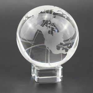 العناصر الجديدة K9 Crystal Glass Earth Model Pographic Lens Crative Xmas Gift Home Office Decoration كرة 80 مم مع STA1878