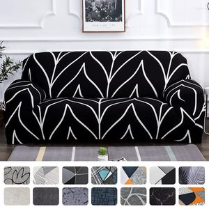 Chair Covers Elastic Sofa Cover 1/2/3/4 Seater L Shaped Black And White Grain Corner Protector For Living Room Couch