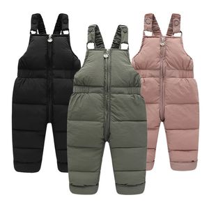 Trousers Winter Children Warm Overalls Autumn Girls Boys Thick Pants Baby Girl Jumpsuit For 1 5 Years High Quality Kids Ski Down 231130