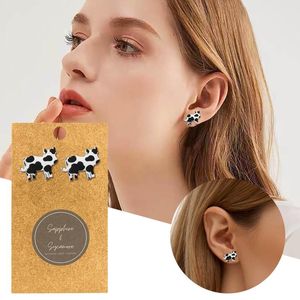 Stud Earrings 2023 Floral Crown Cow Earring Cute Animal Acrylic Resin Epoxy Handmade Jewelry Gifts Friends
