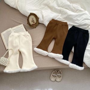 Pantolon Sonbahar Kış Kız Bebek artı kadife katı bot kesim çocukları polar polar, sıcak rahat pantolon moda çocuk açık pamuklu