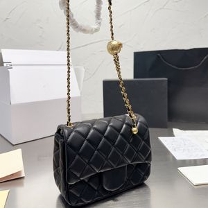 Channel Golden Ball Globe Square Fat Shoulder Bags Totes Handväska Gold Ball Cross Body Bags Leather Fashion Designer Bag Top Luxury Design Chain Purse