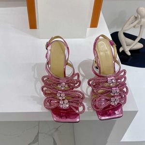 Nxy Sandals Bling Crystal Bow Women Fashion Slingbacks High Heals Memale Gladiator Mules Summer Wedding Bridal Shoes 230406