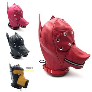 Massage products Adults SM Games Erotic Products of Gay Puppy Fetish Hood Leather Mask for Couples Bdsm Bondage Slave Role Play Party Costumes