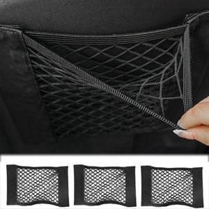 Upgrade Universal Car Back Seat Back Glue Stick Net Mesh Bag Elastic String with Back Glue Stick Seat Storage Bag Pocket Auto Organizer