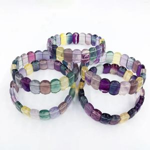 Bracciale rigido di alta qualità con fluorite arcobaleno, vera pietra preziosa, perline di cristallo, protezione energetica, regalo per uomini e donne